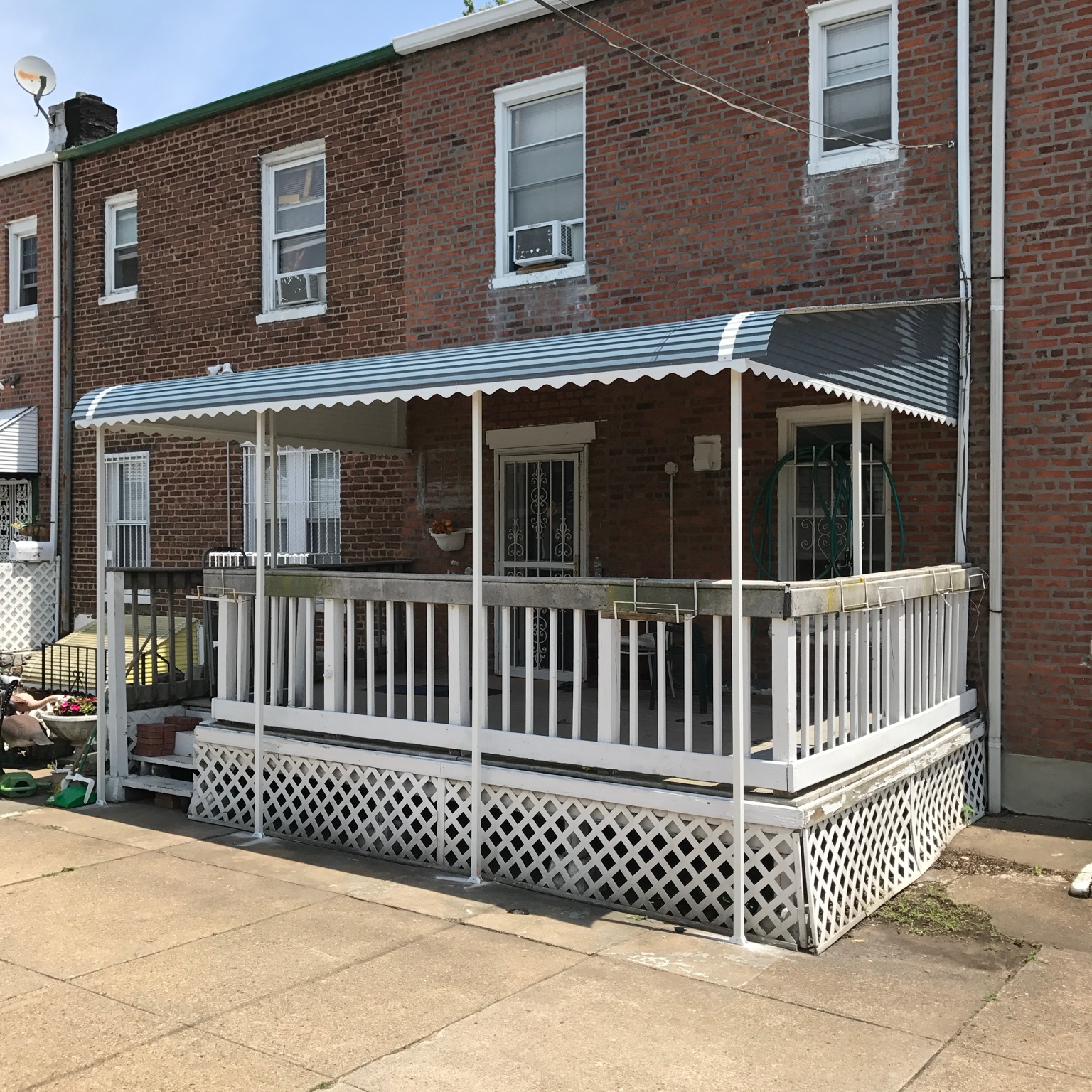 White porch awning on residential home