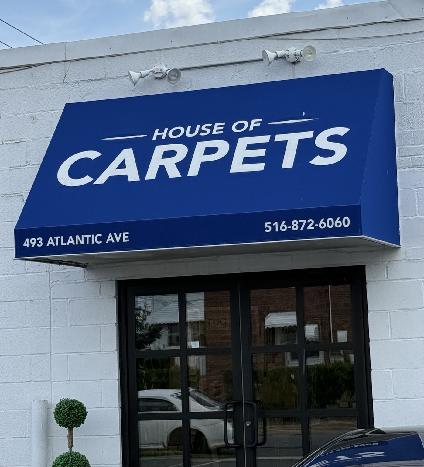 Blue commercial awning example