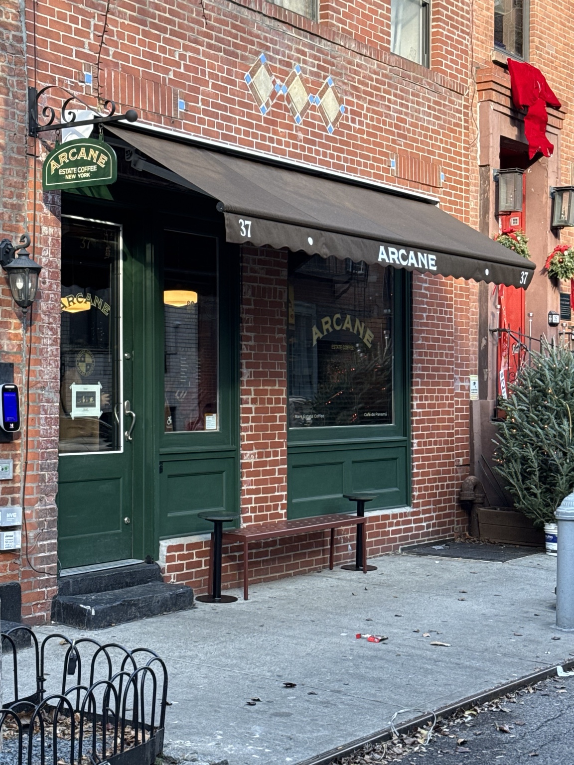 Black storefront awning